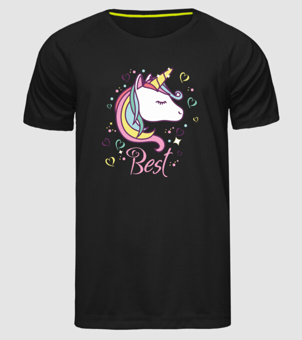 Unicorn Best model negru pe tricou
