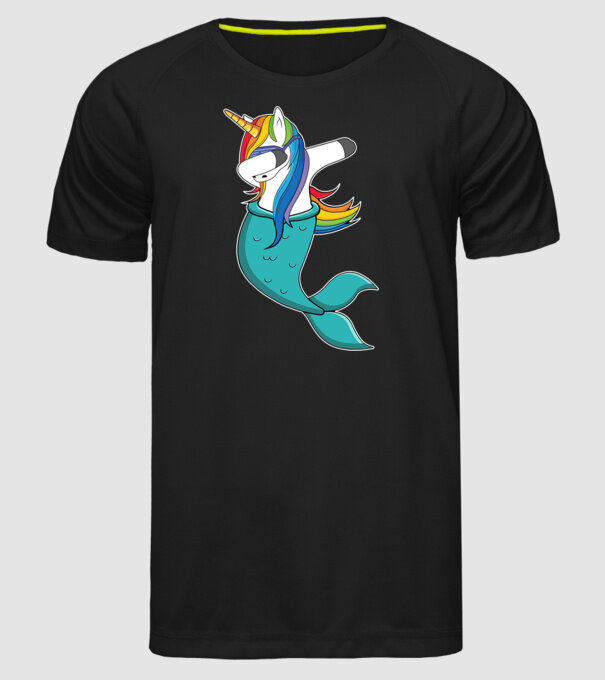 Unicorn Sirenă DAB model negru pe tricou