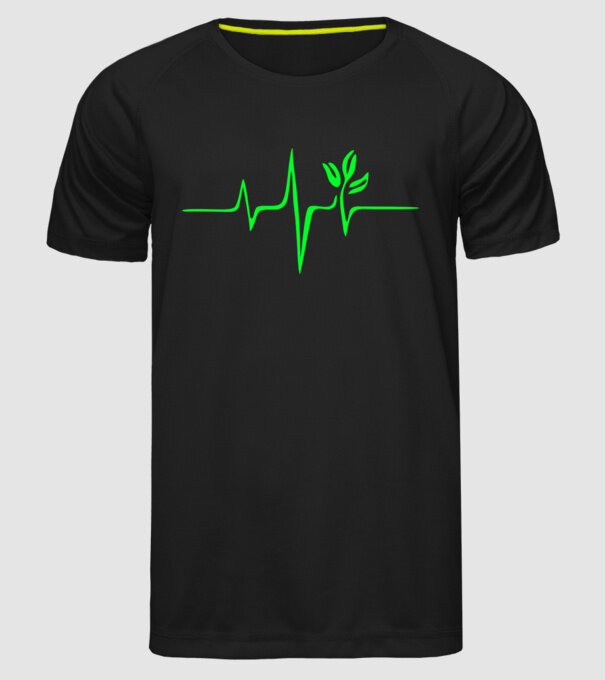 vegan heartbeat model negru pe tricou