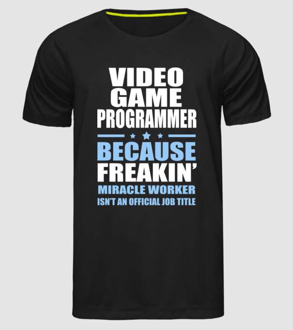 Video game Programmer model negru pe tricou