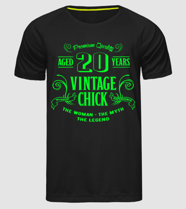 Vintage chick - 20 model negru pe tricou