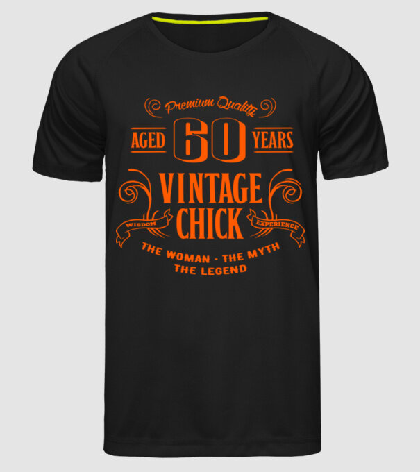 Vintage chick - 60 model negru pe tricou