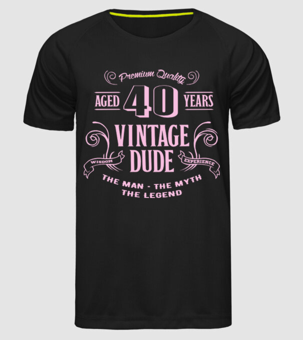 Vintage Dude - 40 model negru pe tricou