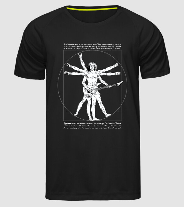 Vitruvius Guitar model negru pe tricou