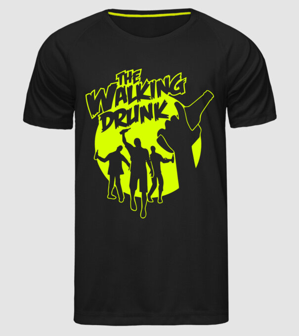 Walking Drunk model negru pe tricou