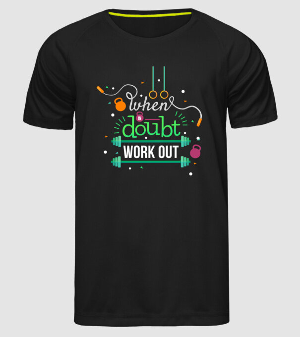 When in doubt model negru pe tricou