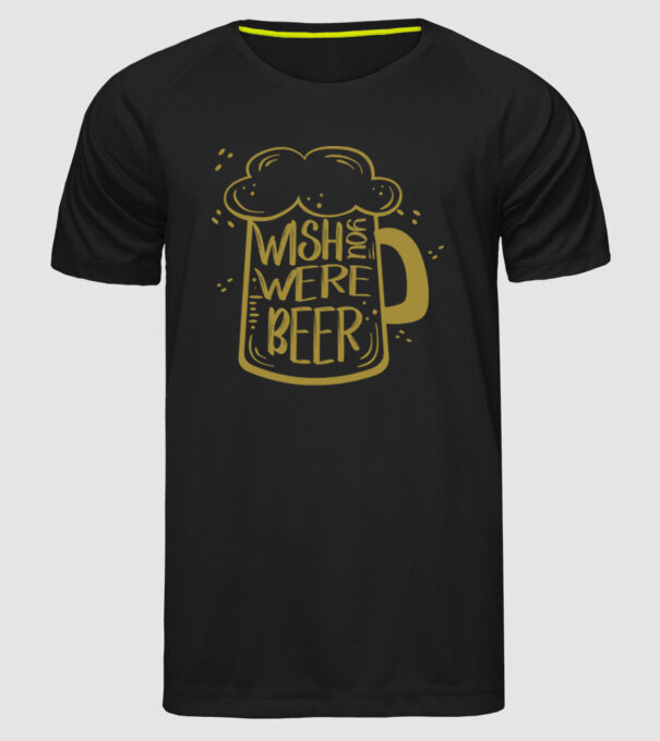 Wish u were beer model negru pe tricou