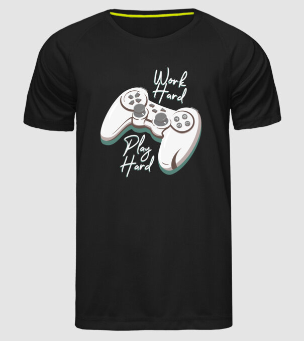 Work hard play hard model negru pe tricou