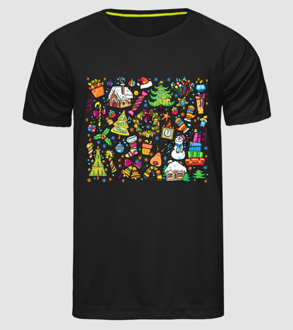 Xmas elements model negru pe tricou