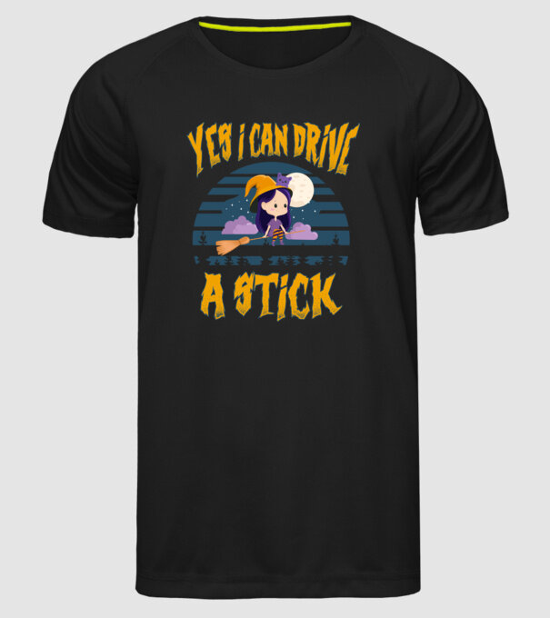 Yes, i can drive a stick model negru pe tricou