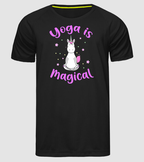 yoga is magical model negru pe tricou