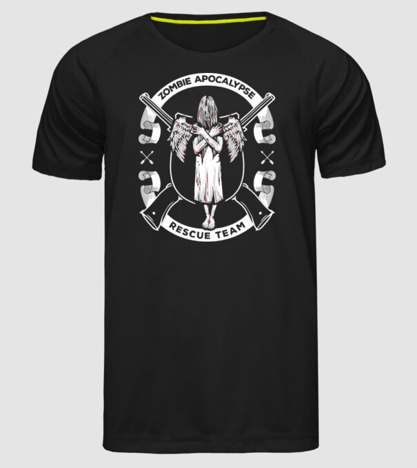 Zombie apocalypse rescue team angel model negru pe tricou