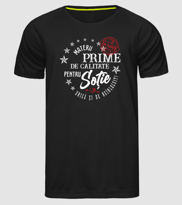 00_Materii prime de calitate pentru soție model negru pe tricou