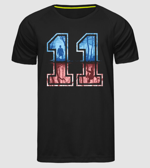 11 eleven stranger things model negru pe tricou