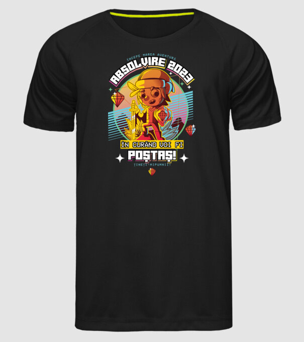 absolvire 2023 poștaș model negru pe tricou