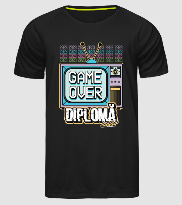 Absolvire retro diplomă model negru pe tricou