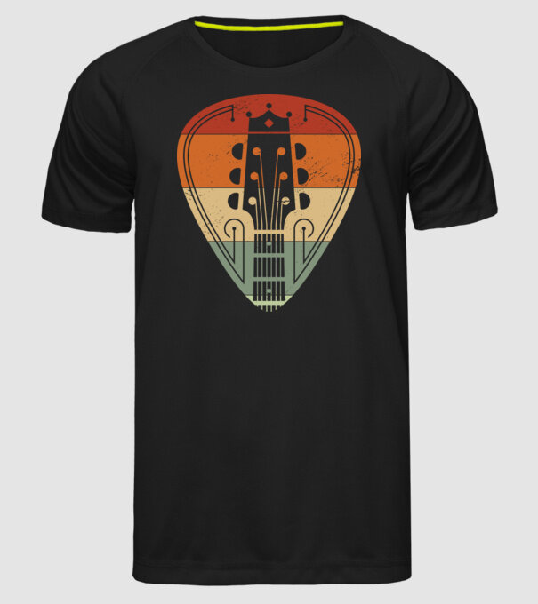 acoustic guitarist model negru pe tricou
