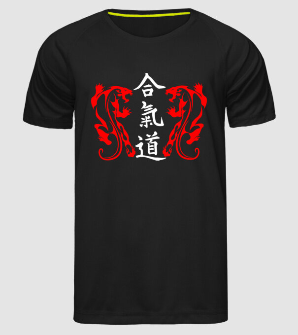 Aikido 2 model negru pe tricou