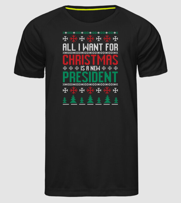 All I want for christmas model negru pe tricou