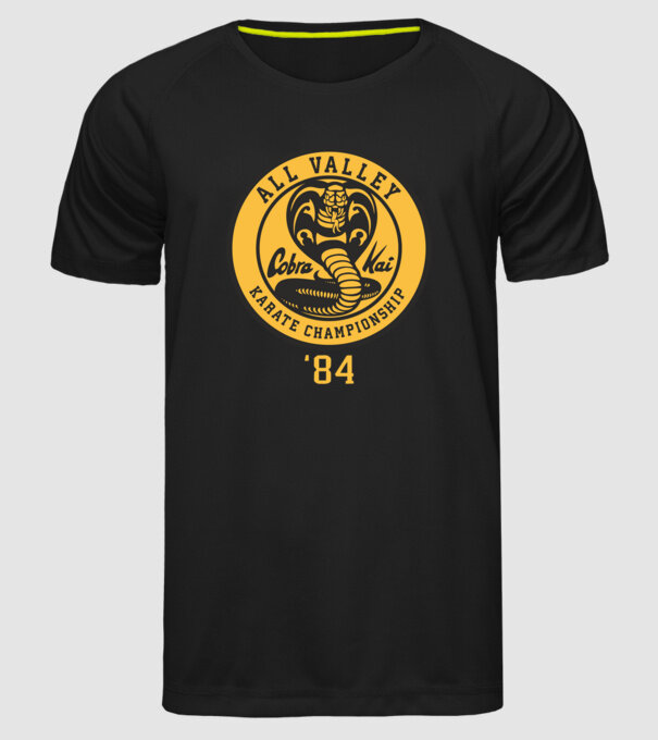 all valley karate cobra kai model negru pe tricou