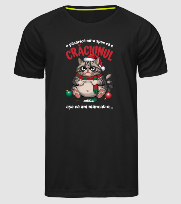 Am mâncat pasărea Crăciun pisică Negru model negru pe tricou
