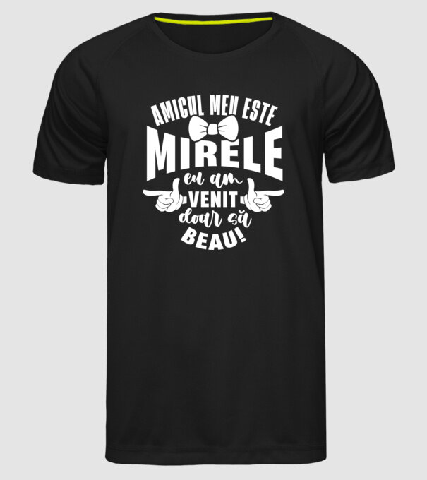 Amicul meu este mirele model negru pe tricou