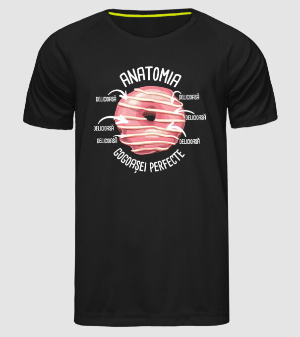 anatomia gogoașei perfecte: delicioasă model negru pe tricou