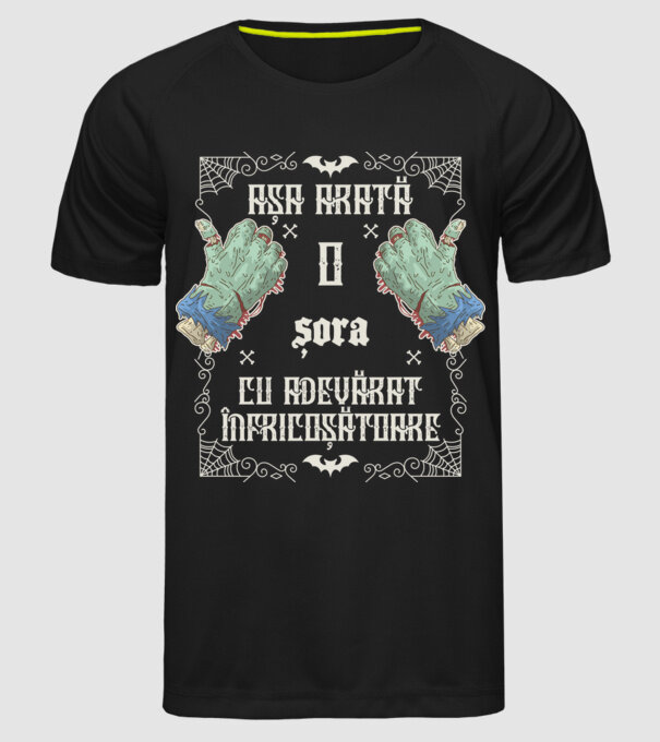 Așa arată o SORĂ cu adevărat înfricoșătoare model negru pe tricou