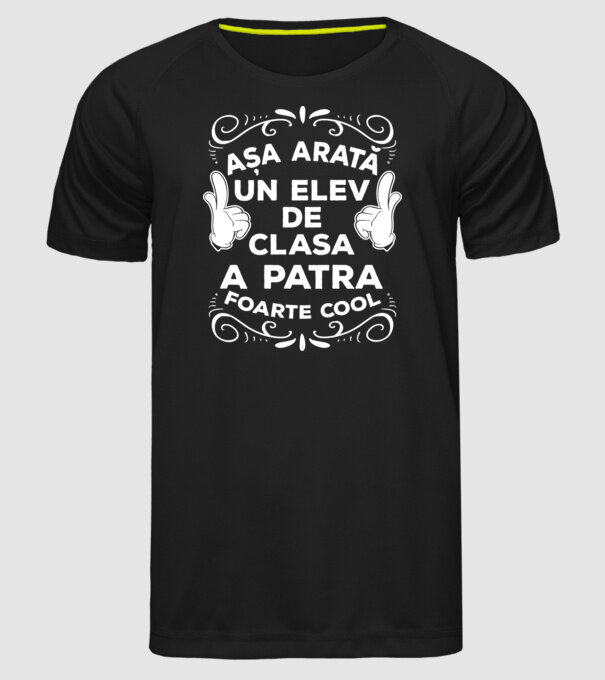 Așa arată un elev de clasa a patra foarte cool model negru pe tricou