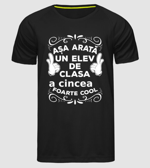 Așa arată un elev de clasa a cincea foarte cool model negru pe tricou