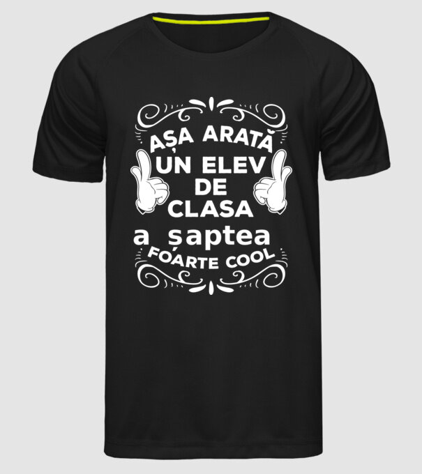Așa arată un elev de clasa a șaptea foarte cool model negru pe tricou