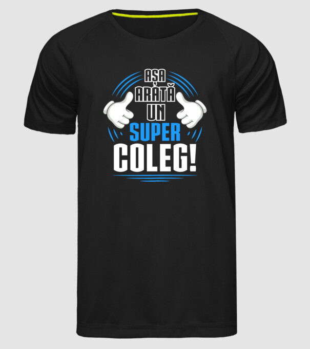 Așa arată un super coleg D4769145 model negru pe tricou