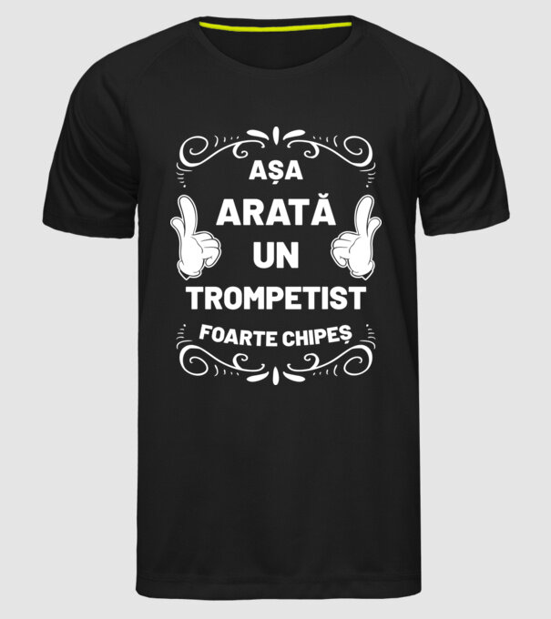 așa arată un trompetist foarte chipeș model negru pe tricou