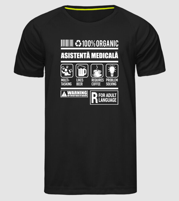 ASISTENTĂ MEDICALĂ model negru pe tricou