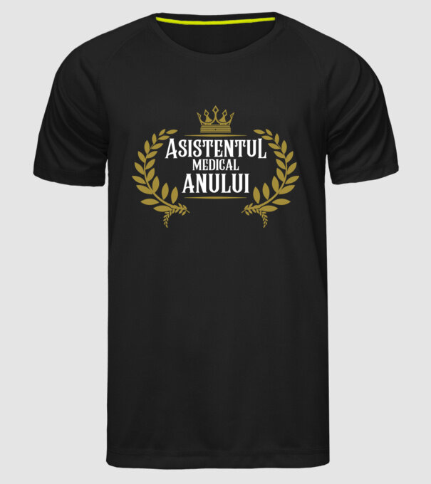 Asistentul medical al anului model negru pe tricou