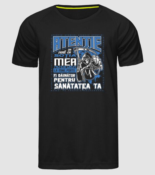 Atenție Am venit cu soția mea model negru pe tricou