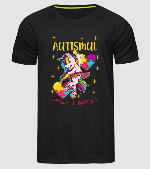 Autismul, dansând pe o melodie diferită model negru pe tricou