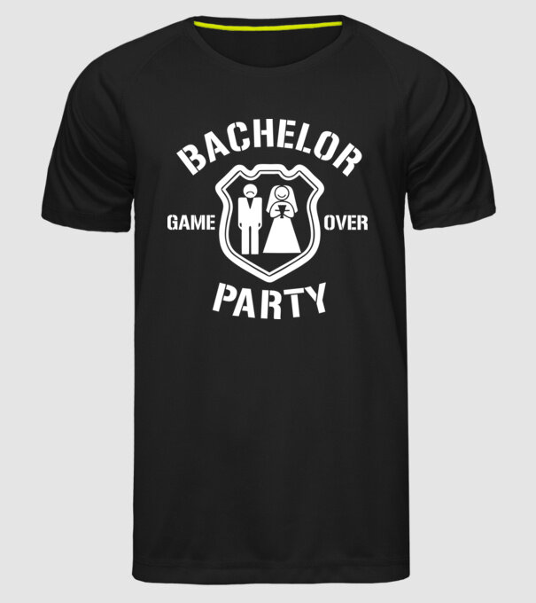 Bachelor Party Game Over model negru pe tricou