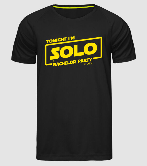 Bachelor Party Solo model negru pe tricou