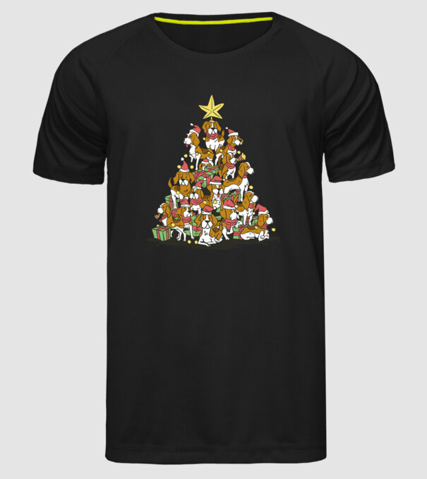 beagle christmas tree model negru pe tricou