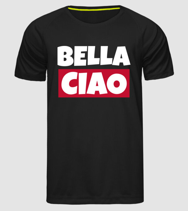 bella ciao logo model negru pe tricou