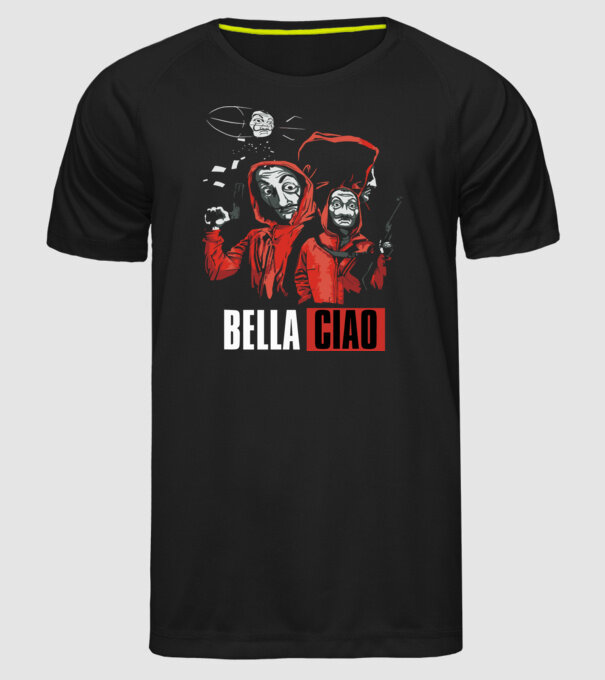 bella ciao money heist model negru pe tricou