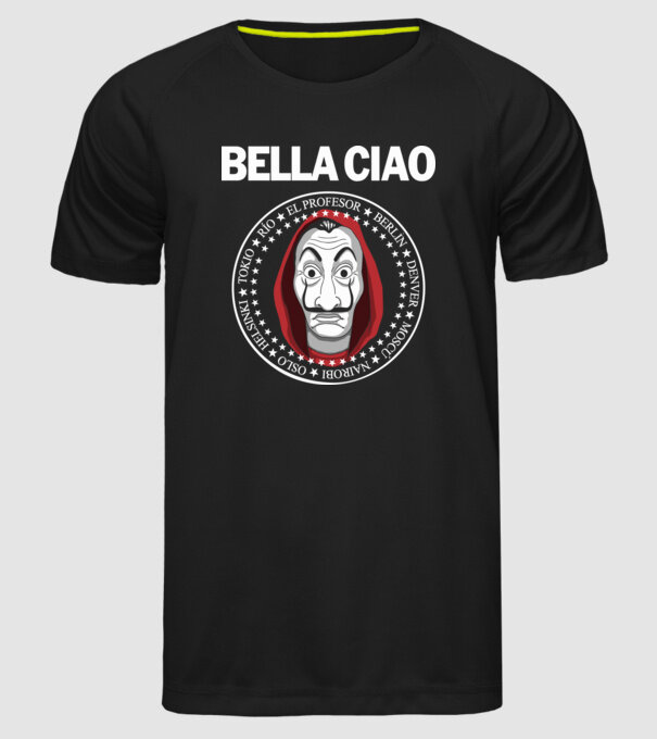 bella ciao stroke white model negru pe tricou