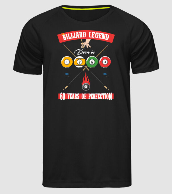 Billiard legend born in 1963 model negru pe tricou