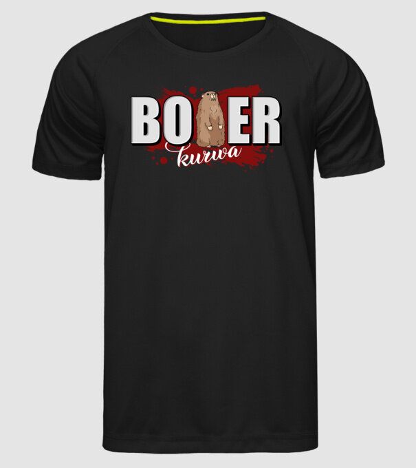 Bober Kurwa model negru pe tricou