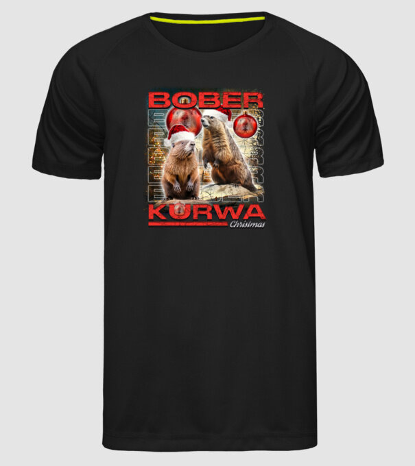 Bober kurwa christmas universe model negru pe tricou