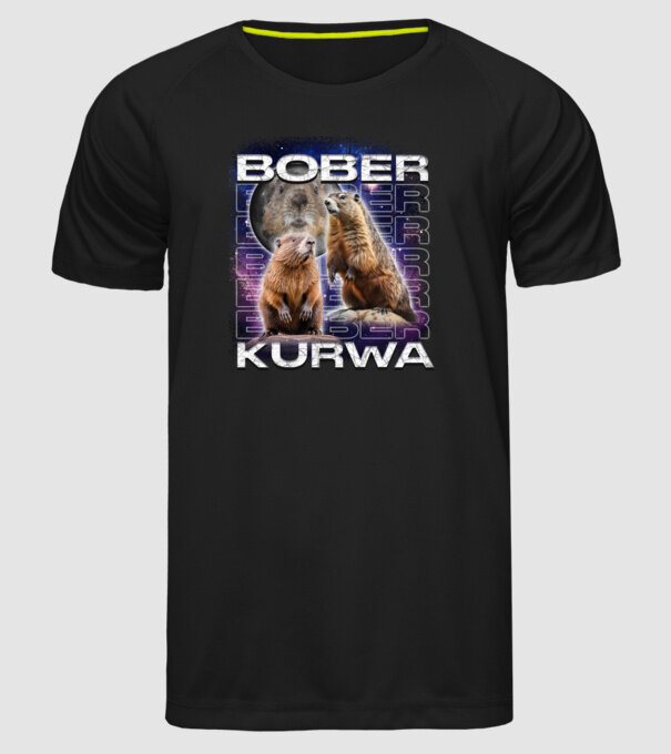 Bóber Kurwa universe model negru pe tricou