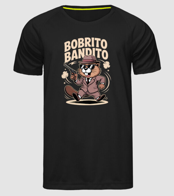 Bobrito Bandito model negru pe tricou