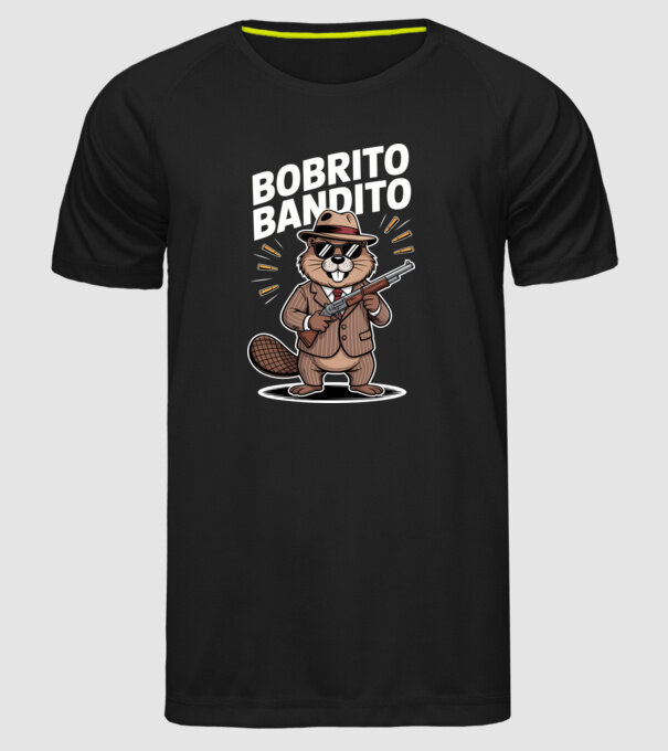 Bobrito Bandito model negru pe tricou