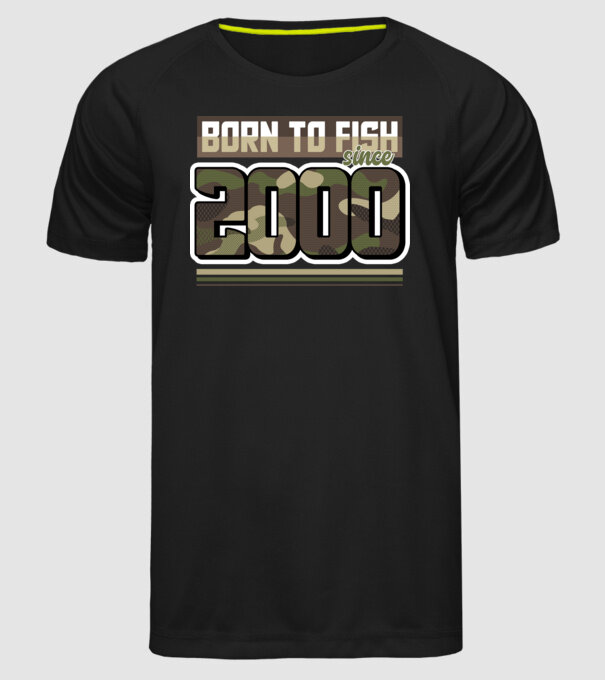 Born to fish since 2000 model negru pe tricou